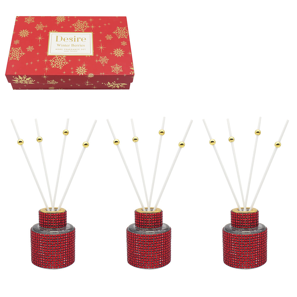 Desire Red Diamante Winter Berries 50ml Diffusers (3 pack)