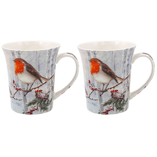 Christmas Robin Mug Set of 2