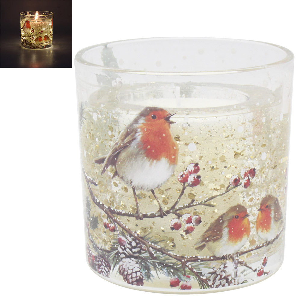 Christmas Robin LED Light Up Candle
