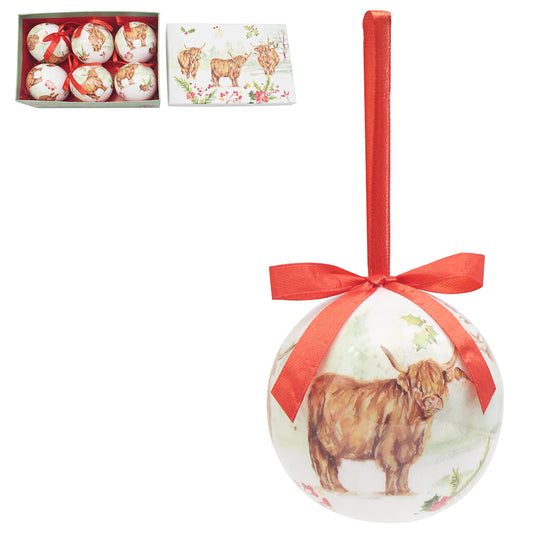 Highland Cow Baubles Set of 6