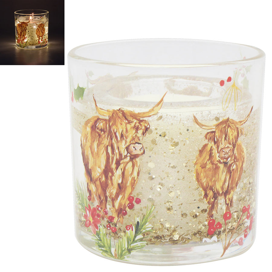 Highland Cow Christmas LED Light Up Candle