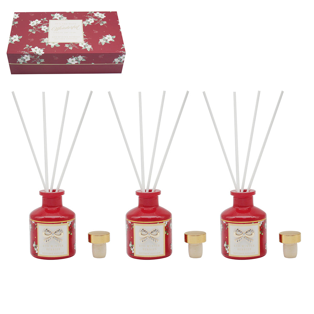Madelaine Red Christmas Diffusers Set of 3