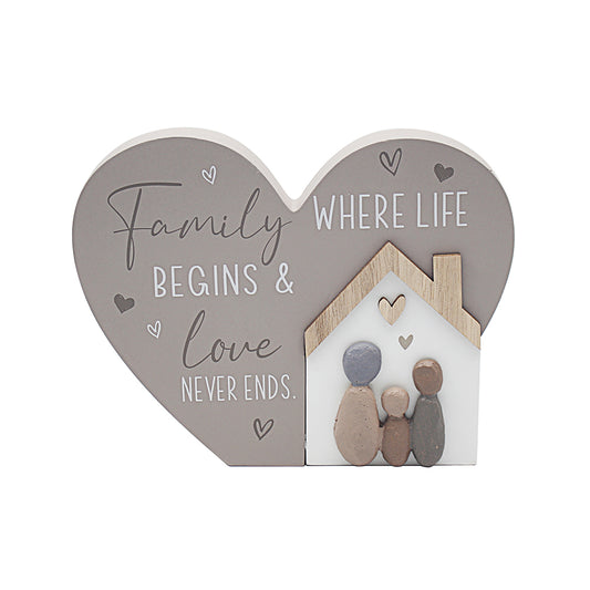 Family Where Life Begins Heart Plaque