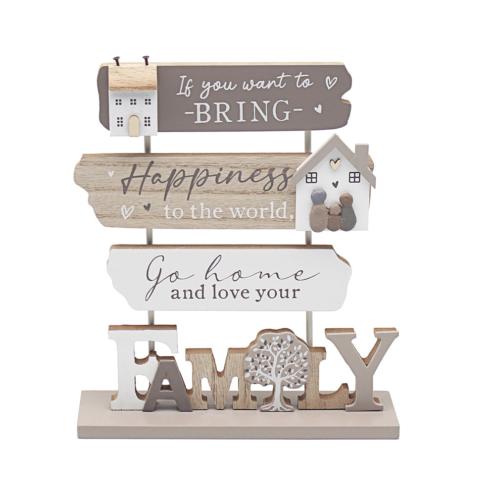 Family Happiness Wooden Standing Plaque