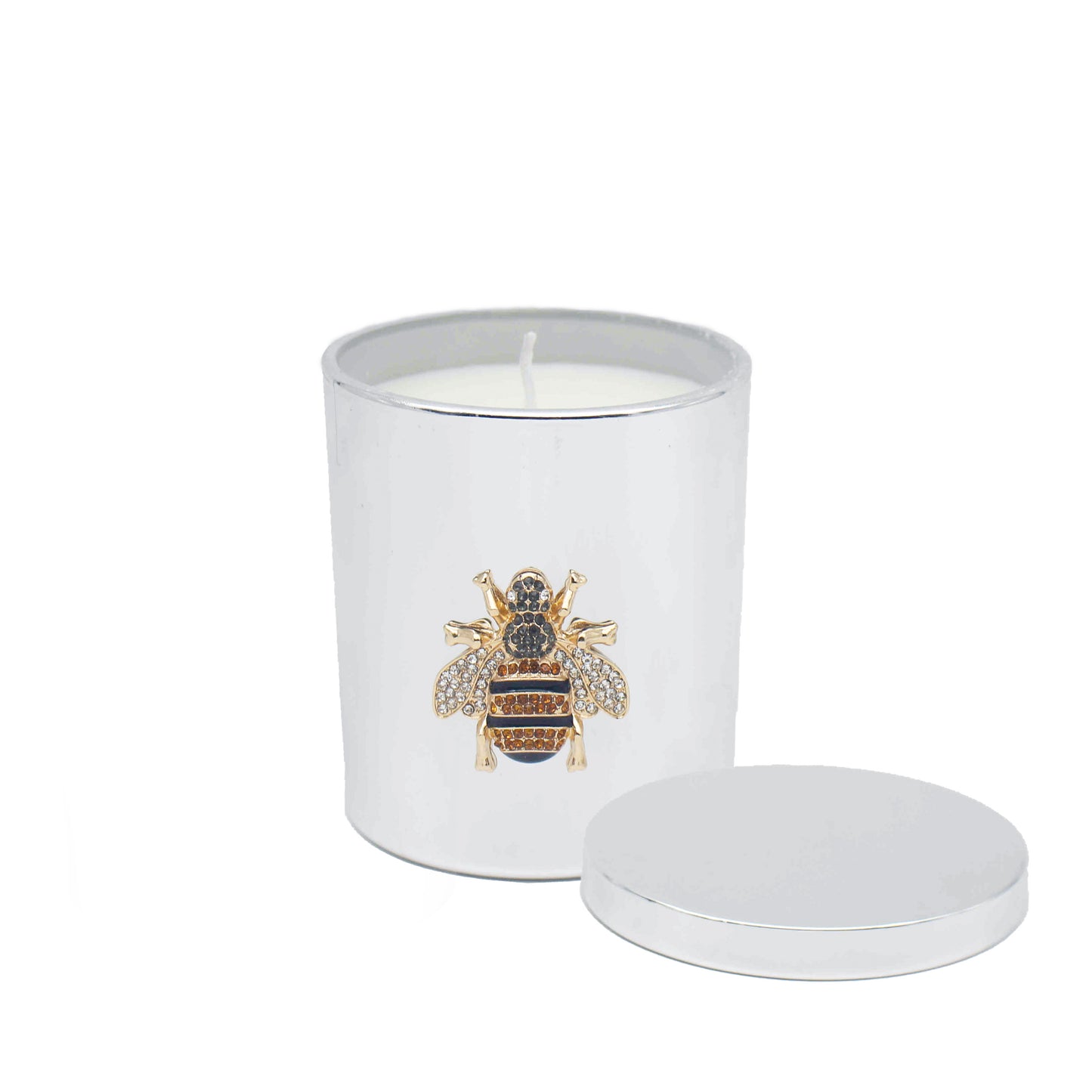 Silver Pomegranate Noir Candle With Gold Bee Detail