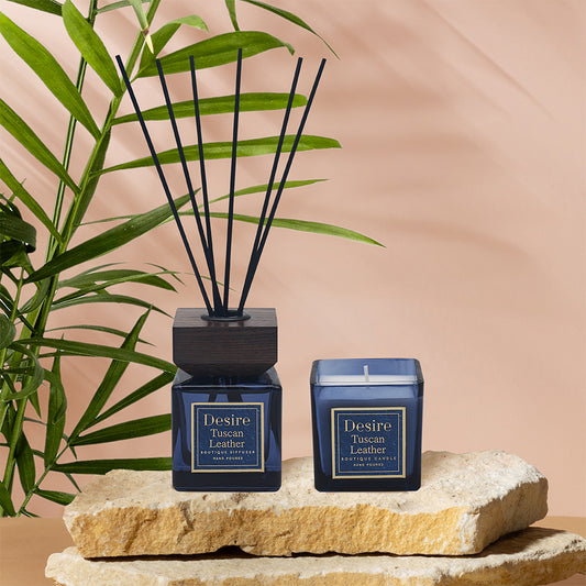 Tuscan Leather 100ml Reed Diffuser and Scented Candle