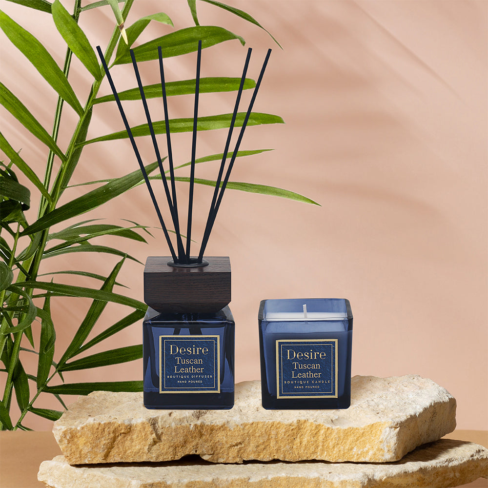 Tuscan Leather 100ml Reed Diffuser and Scented Candle