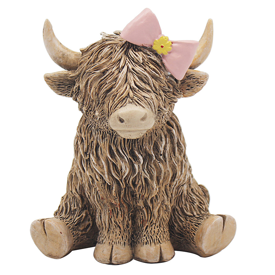 Happy Highland Cow Pink Bow Ornament
