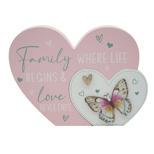 Family Where Life Begins Heart Plaque