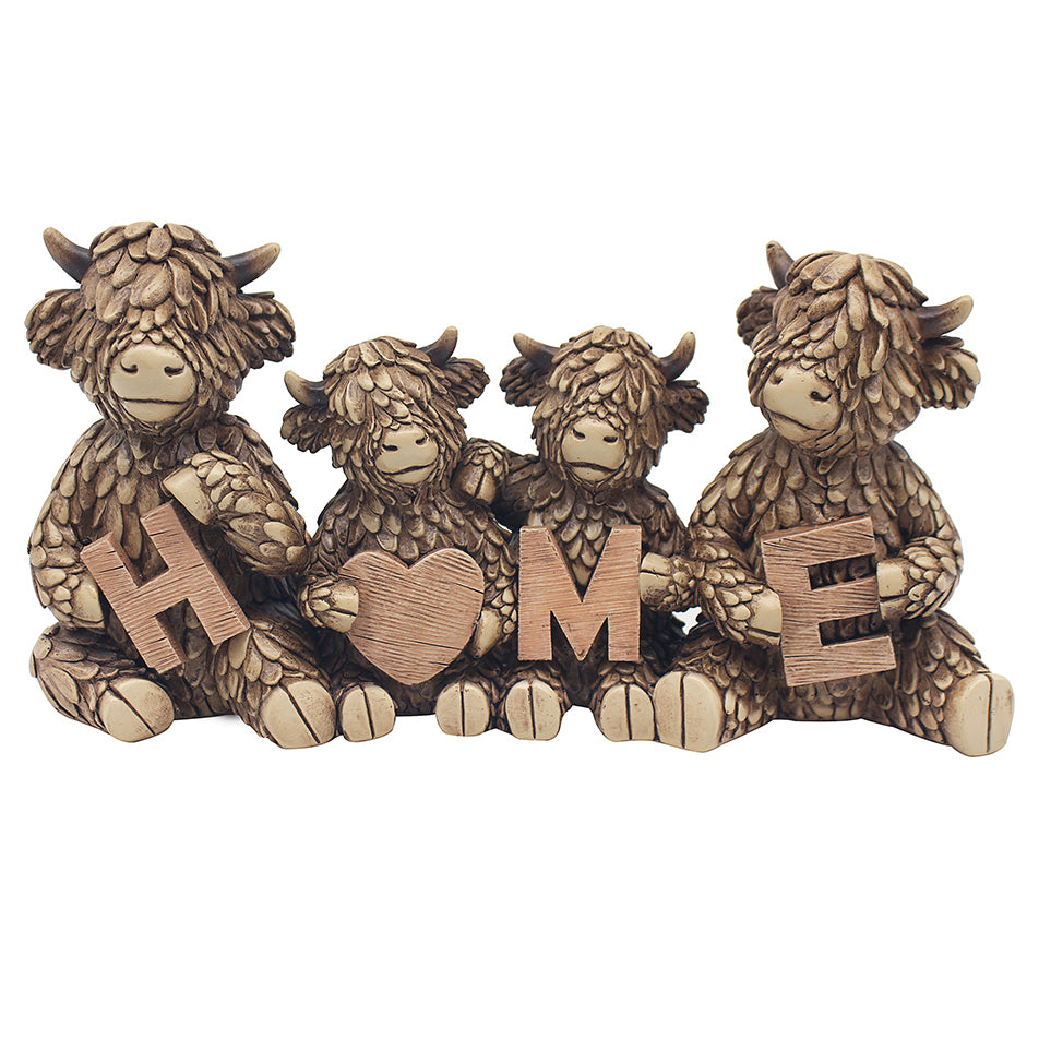 Hughie Highland Cow Family Home Ornament