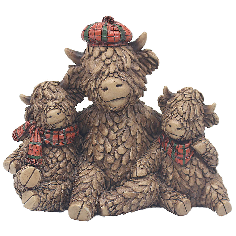Hughie Highland Cow Tartan Hat Family Ornament