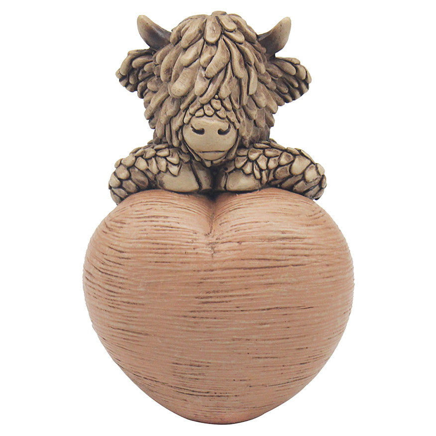 Hughie Highland Cow Heart Small Ornament