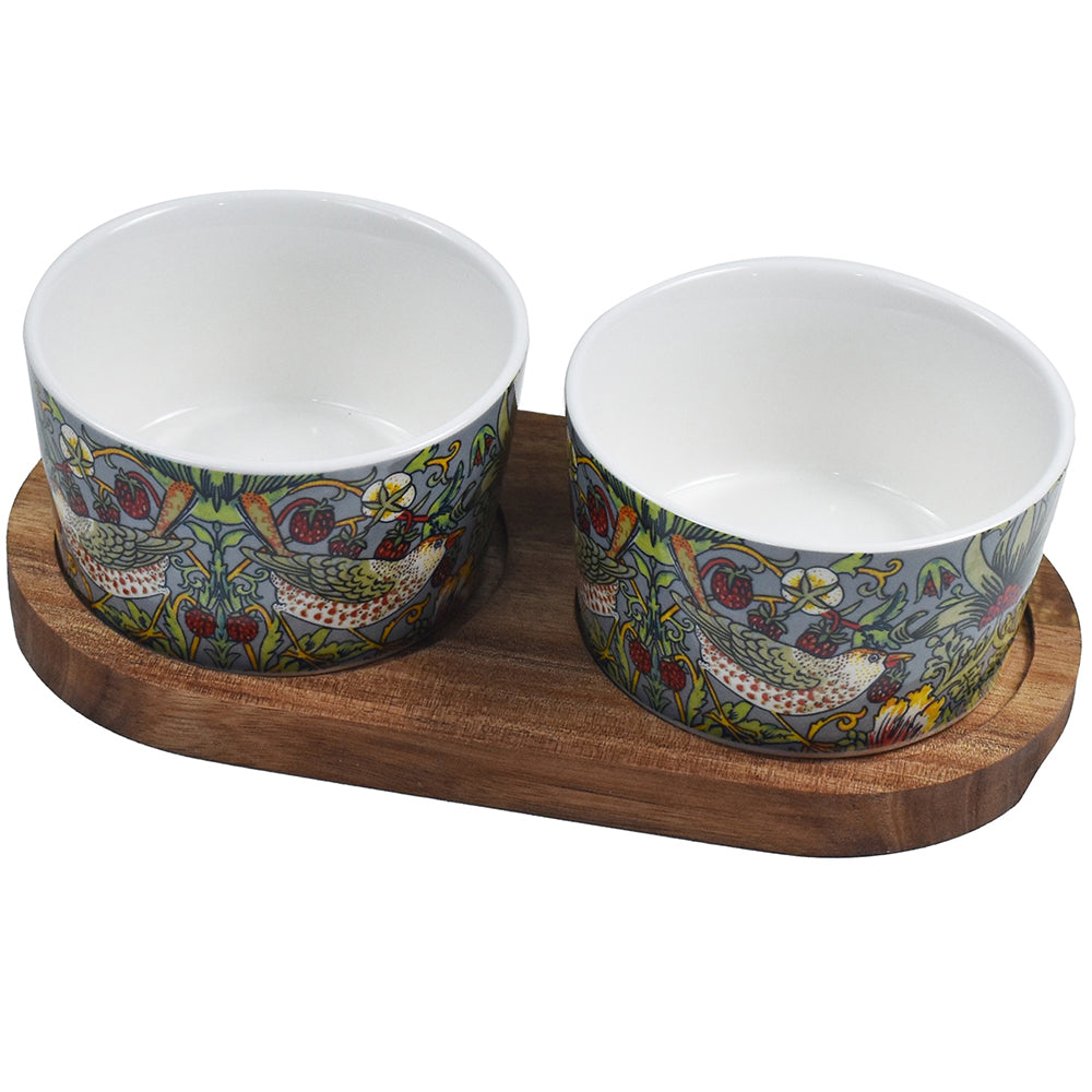 William Morris Strawberry Thief 2 Bowl Snack Tray