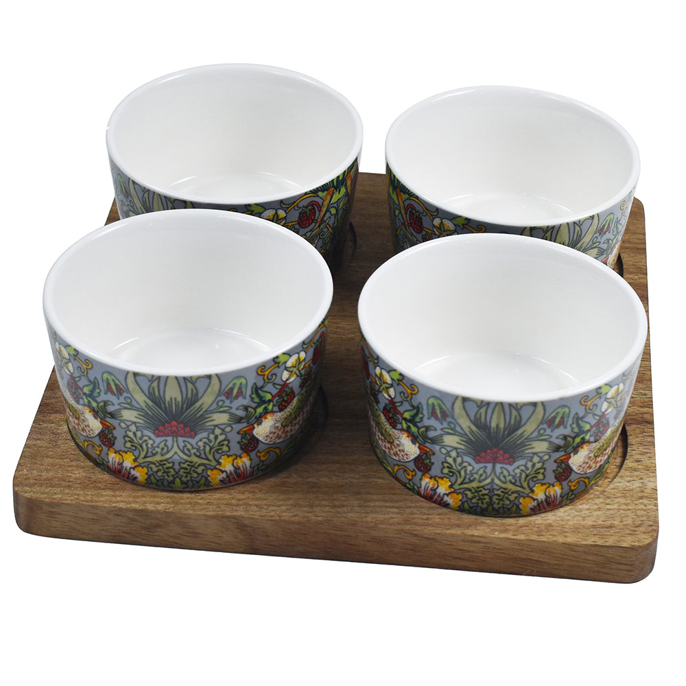 William Morris Strawberry Thief 4 Bowl Snack Tray