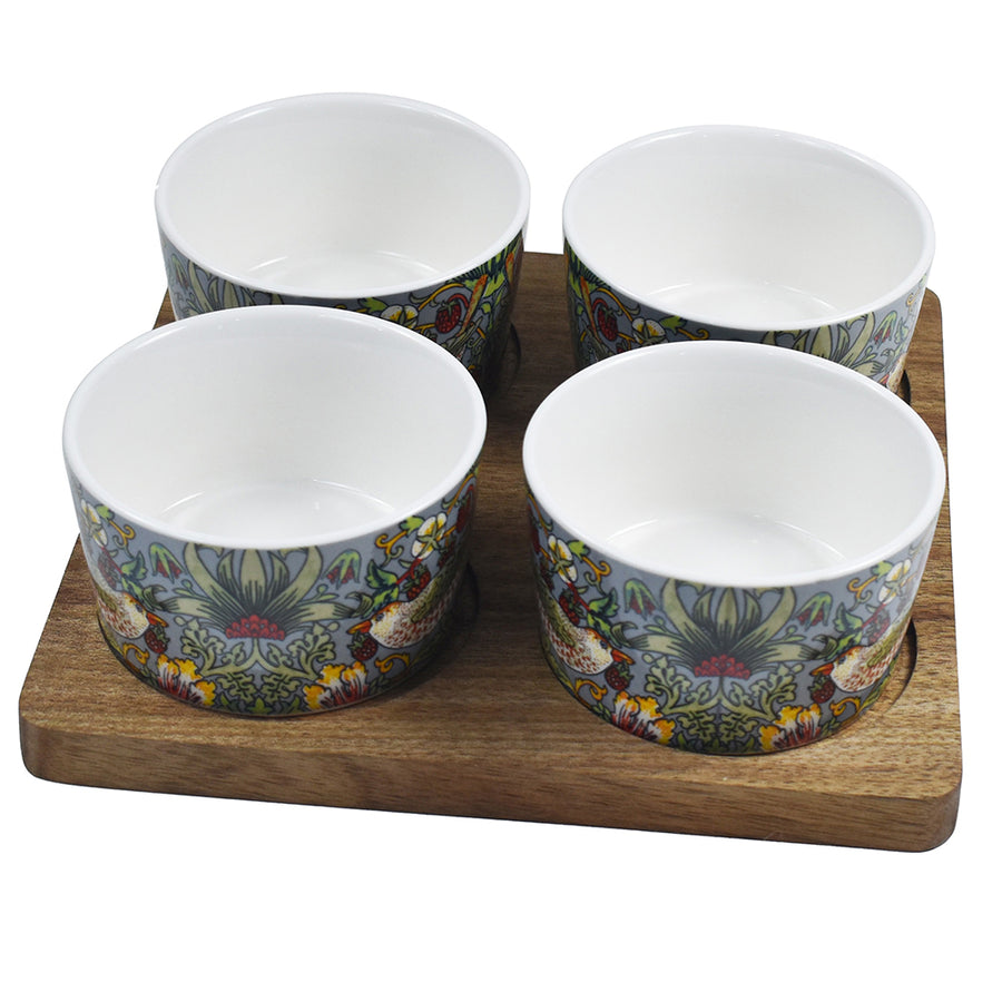 William Morris Strawberry Thief 4 Bowl Snack Tray