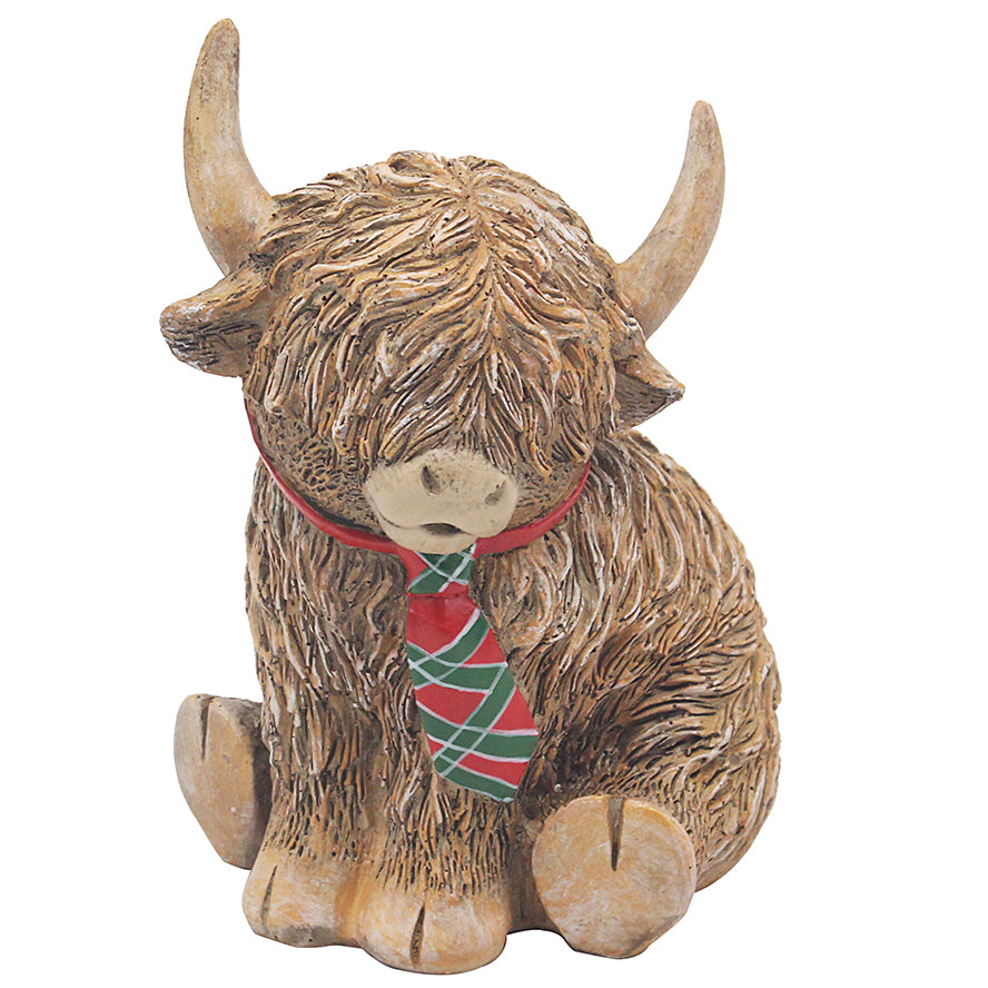 Happy Highland Cow Tartan Tie Ornament