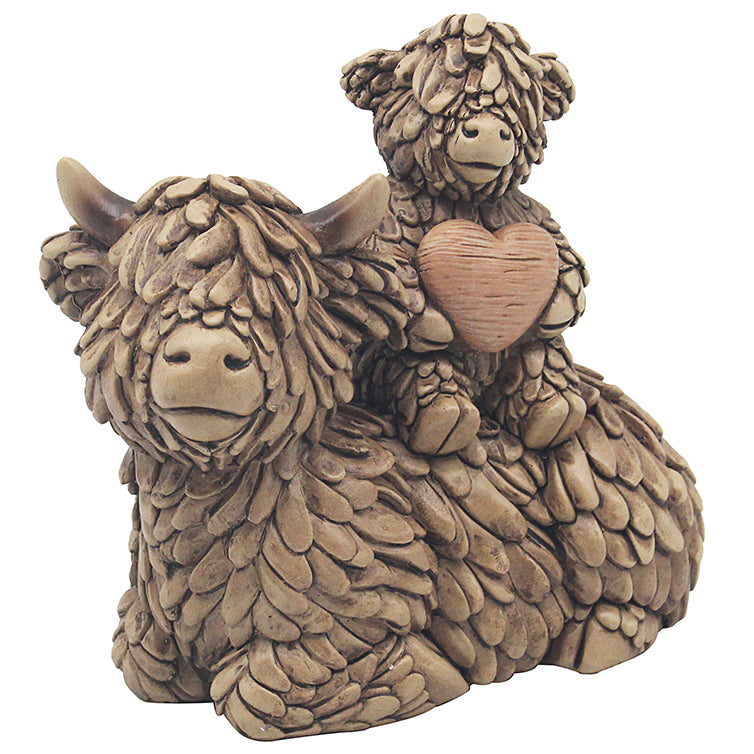 Hughie Highland Cow Laying Heart Ornament