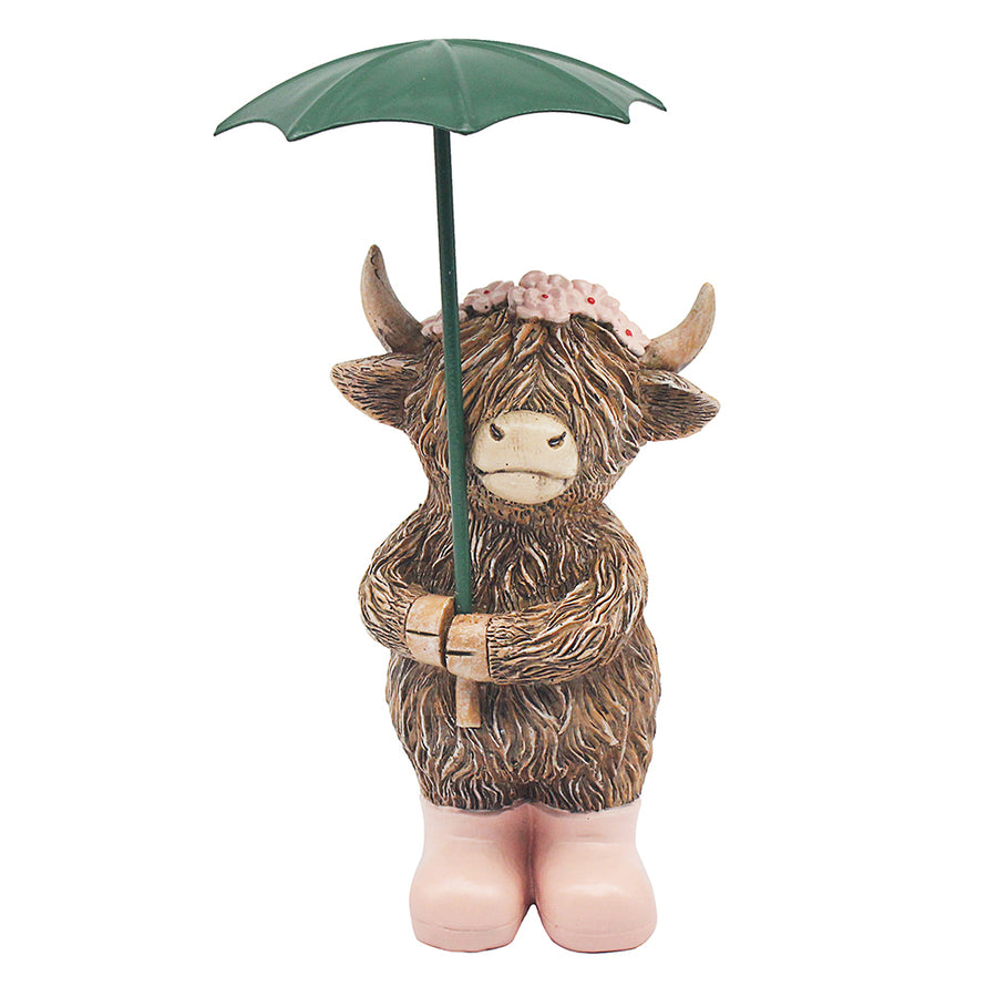 Highland Cow Umbrella Girl Ornament