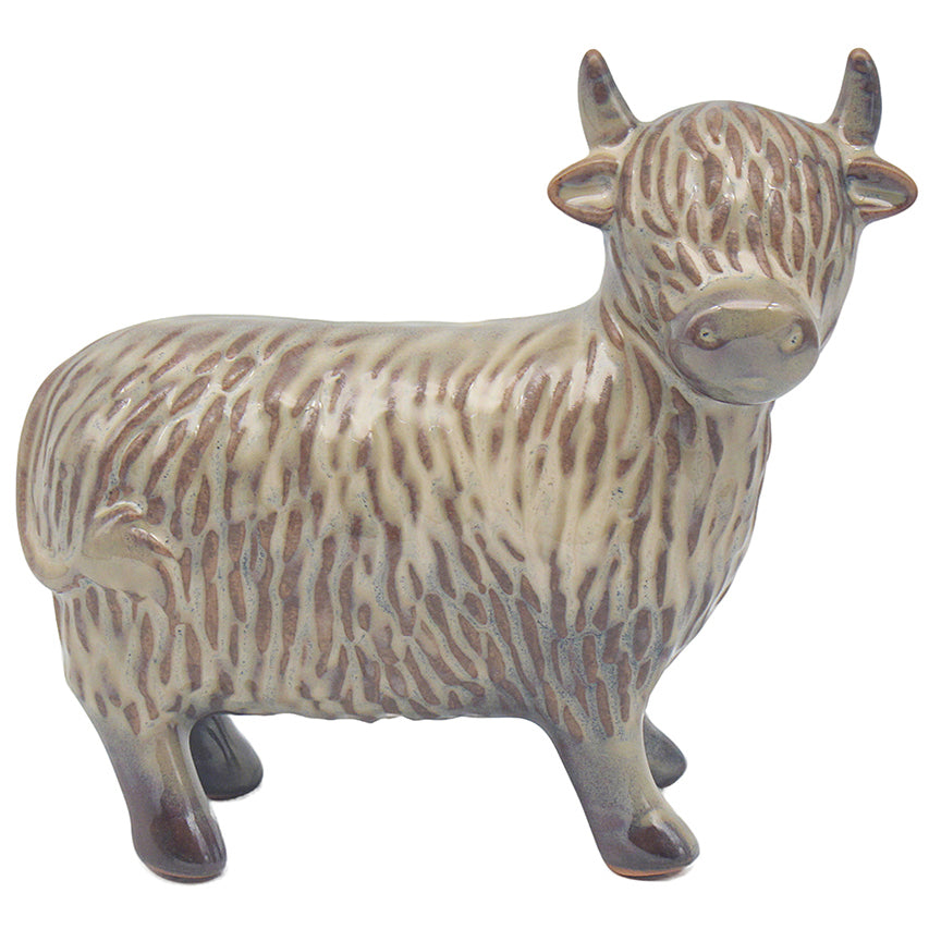 Glazed Farmyard Fun Medium Highland Cow Ornament