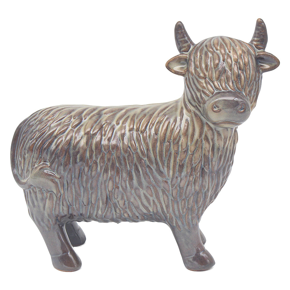 Glazed Farmyard Fun Highland Cow Large Ornament