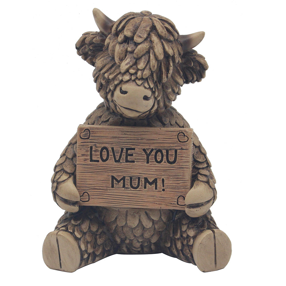 Highland Cow Hughie Love You Mum Ornament