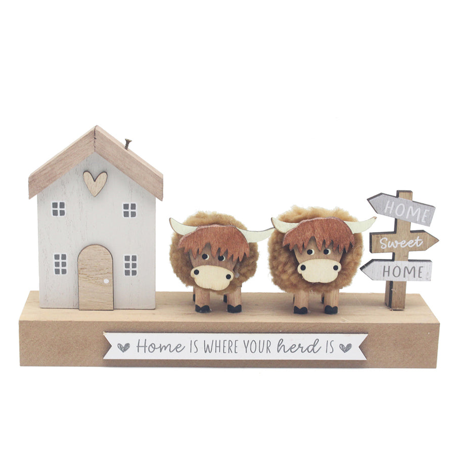 Highland Cow Home Is Where Your Heard Is Plaque