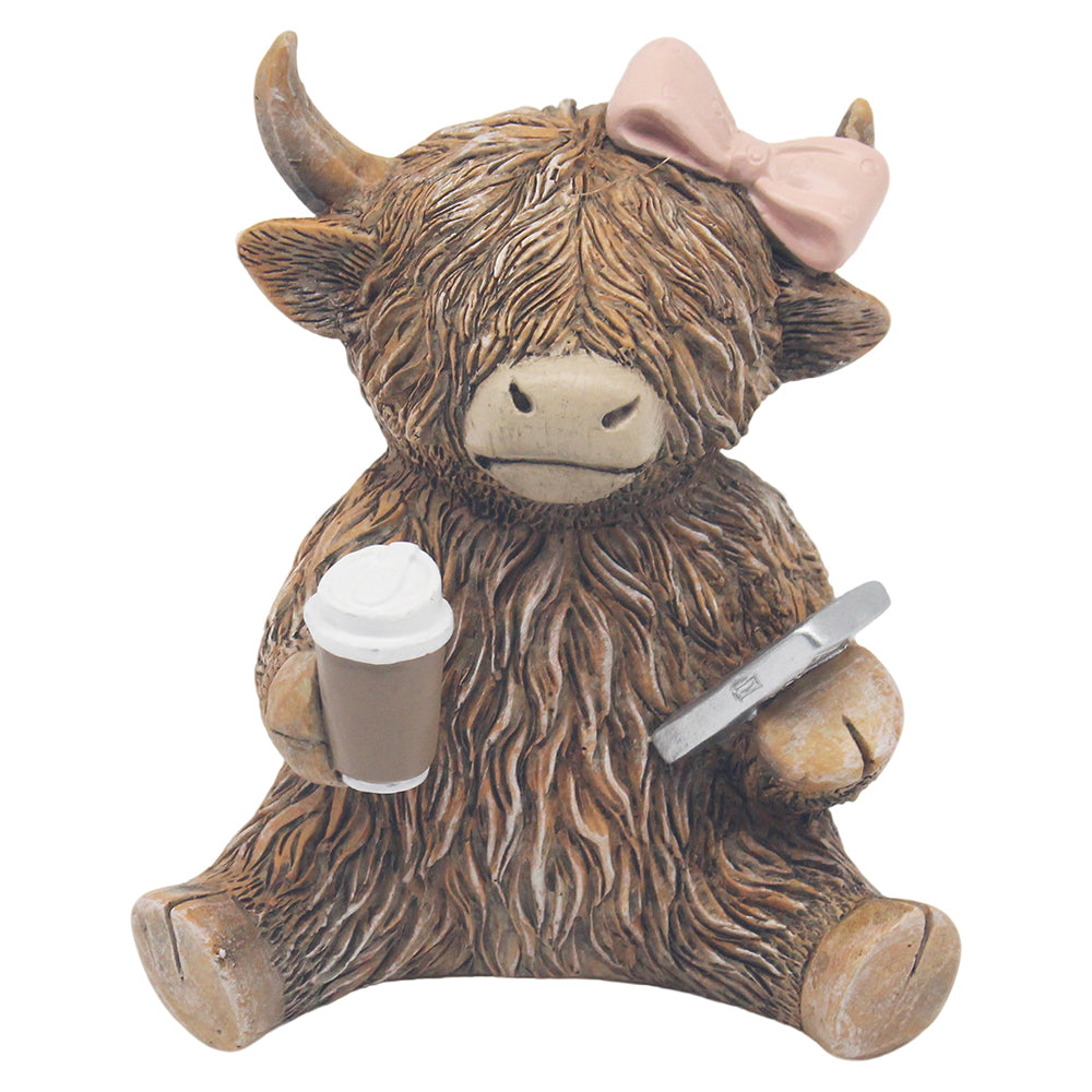 Happy Highland Cow Coffeeholic Ornament