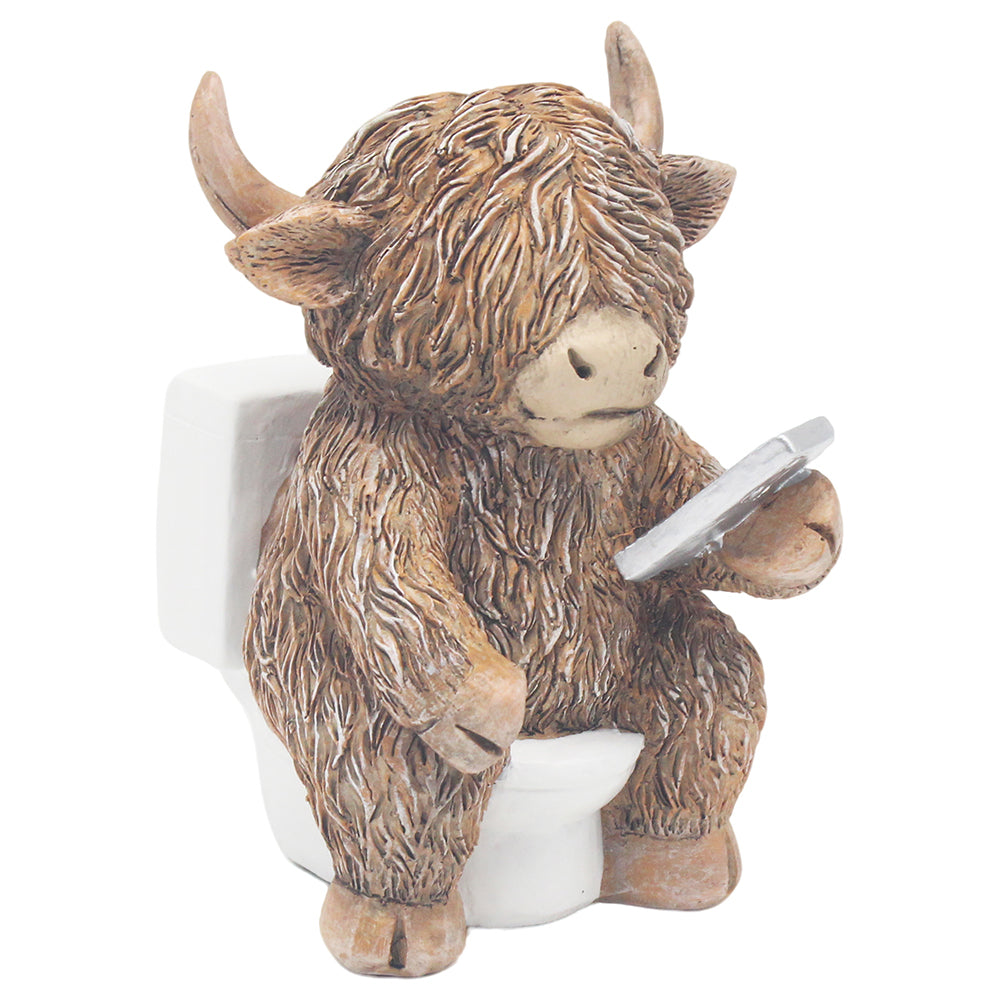 Highland Cow Phone on Loo Ornament