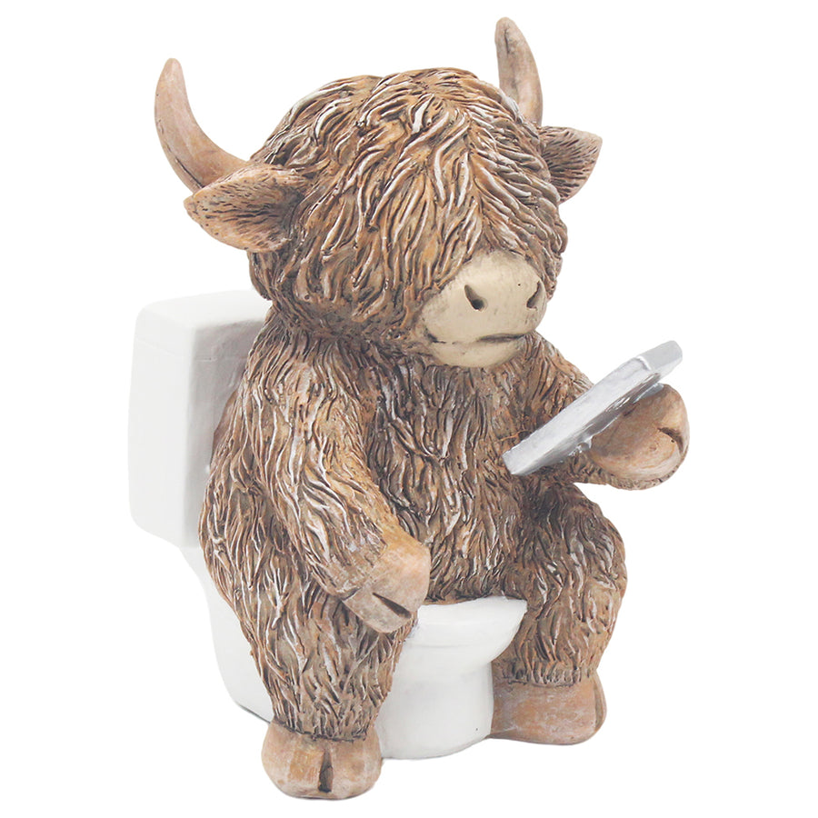 Highland Cow Phone on Loo Ornament