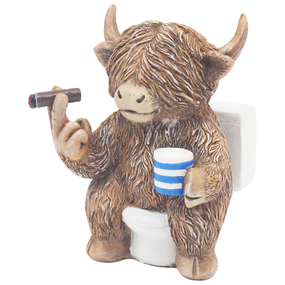 Highland Cow Cigar Bru On Loo Ornament