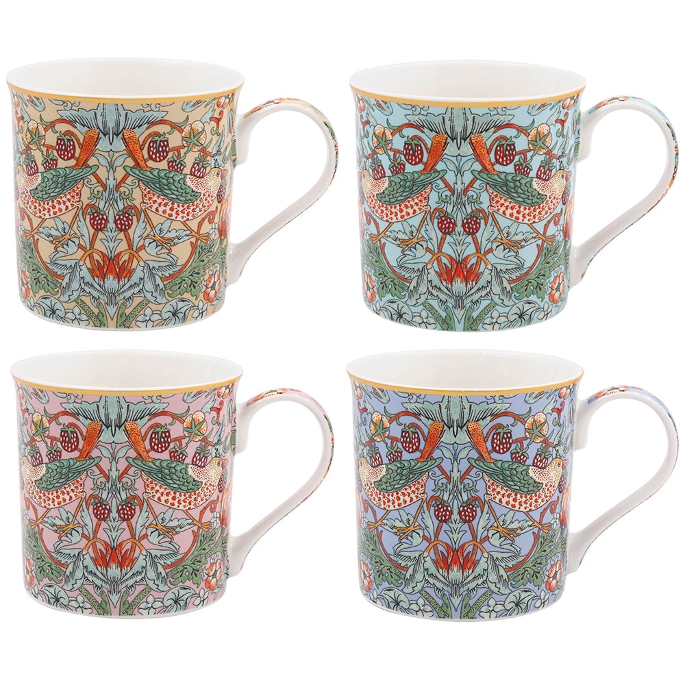 William Morris Dark Strawberry Thief Mugs (Set of 4)