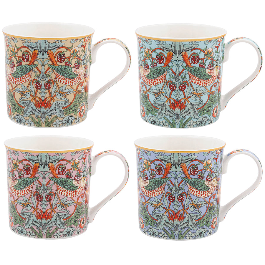 William Morris Dark Strawberry Thief Mugs (Set of 4)