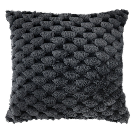 Lush Black Faux Fur Cushion Cover (Pair)