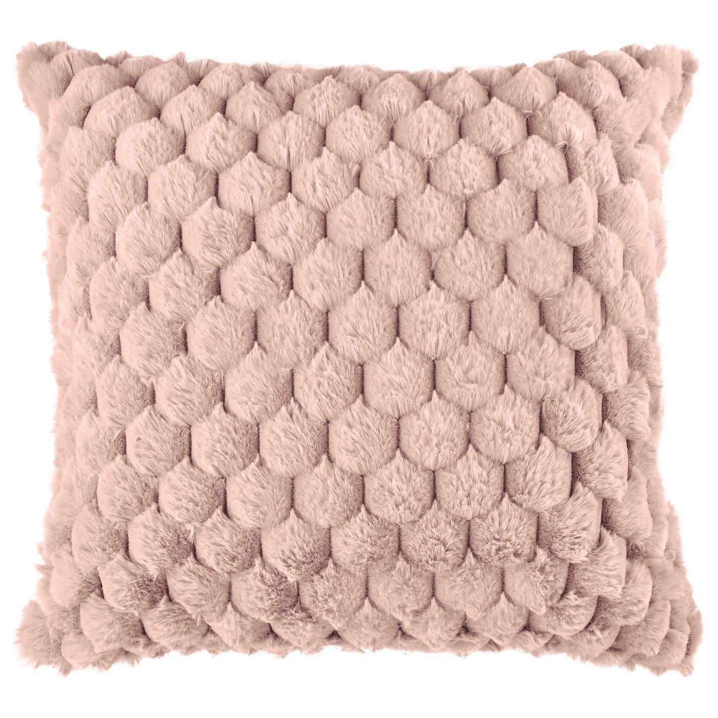 Lush Blush Pink Faux Fur Cushion Cover (Pair)