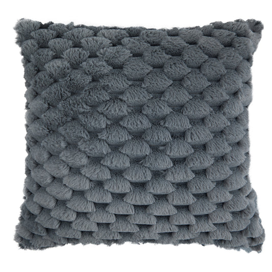 Lush Charcoal Grey Faux Fur Cushion Cover (Pair)