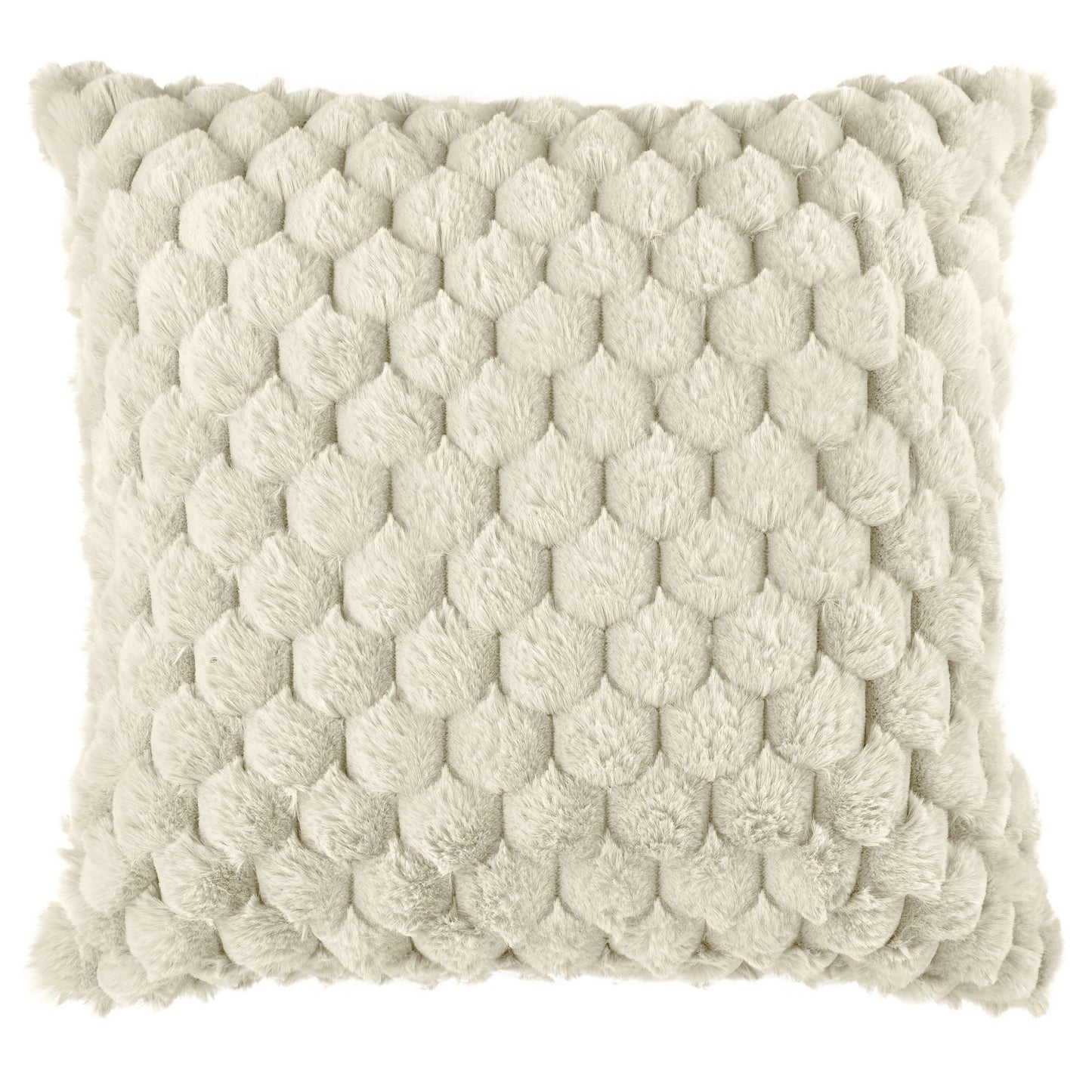 Lush Cream Faux Fur Cushion Cover (Pair)