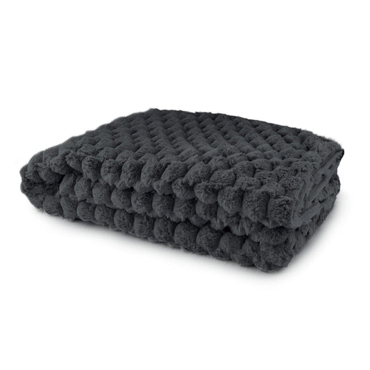 Lush Black Luxury Fluffy Faux Fur Throw Blanket