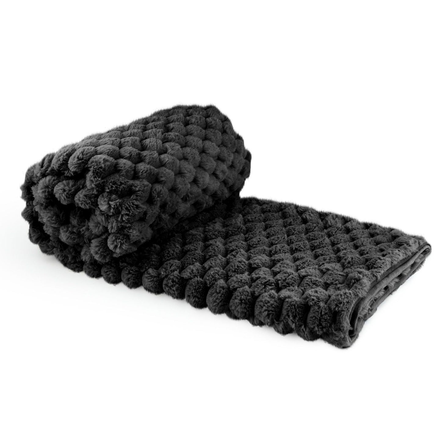 Lush Black Luxury Fluffy Faux Fur Throw Blanket