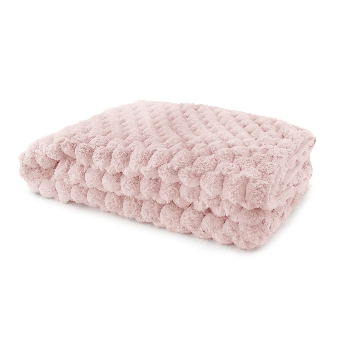 Lush Blush Pink Fluffy Faux Fur Throw Blanket