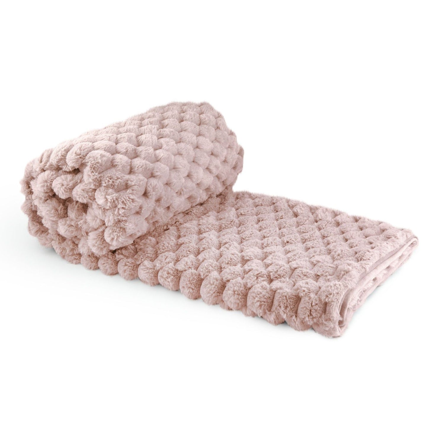 Lush Blush Pink Fluffy Faux Fur Throw Blanket