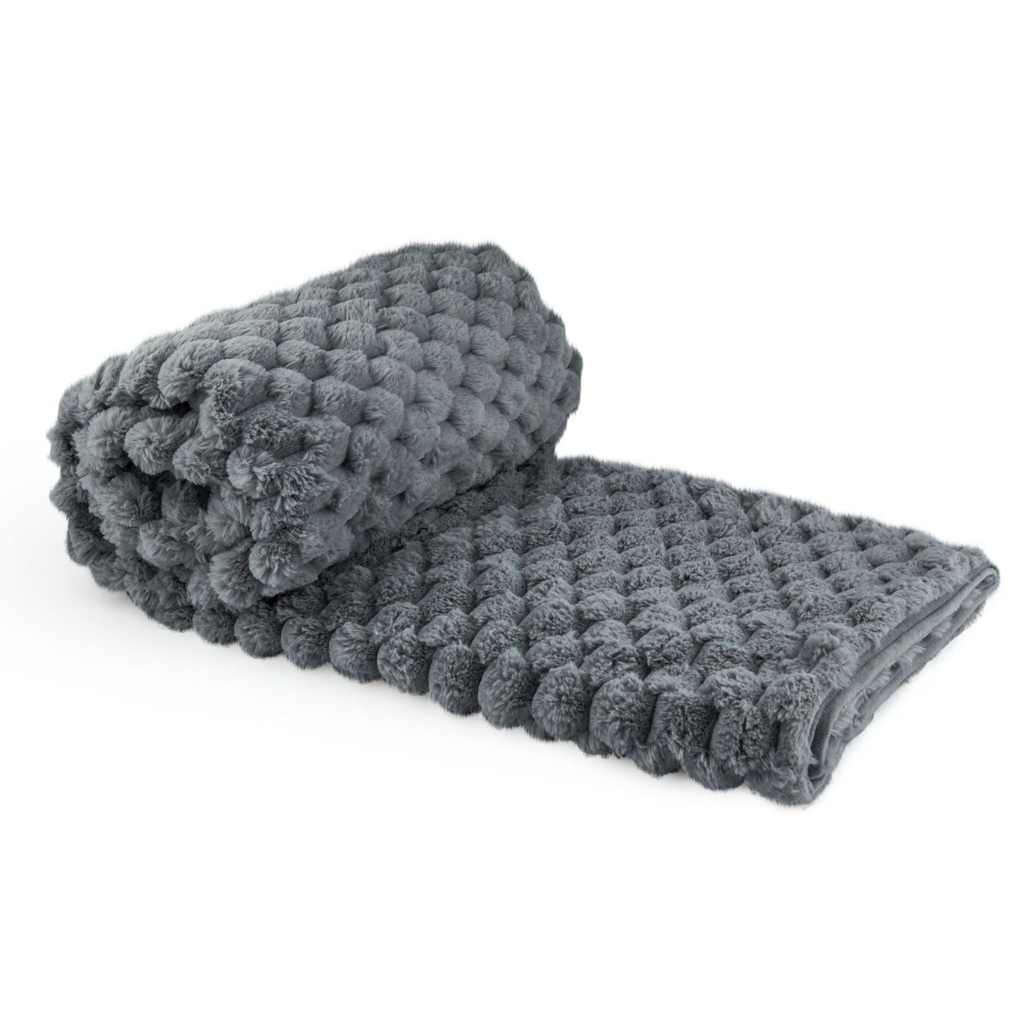 Lush Charcoal Grey Fluffy Faux Fur Throw Blanket