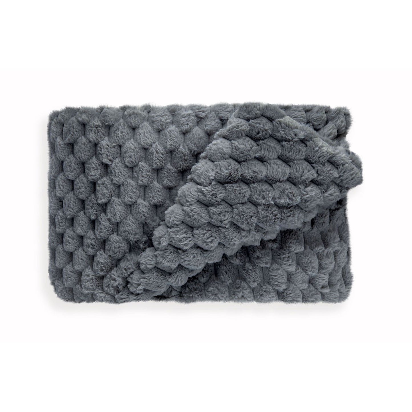 Lush Charcoal Grey Fluffy Faux Fur Throw Blanket