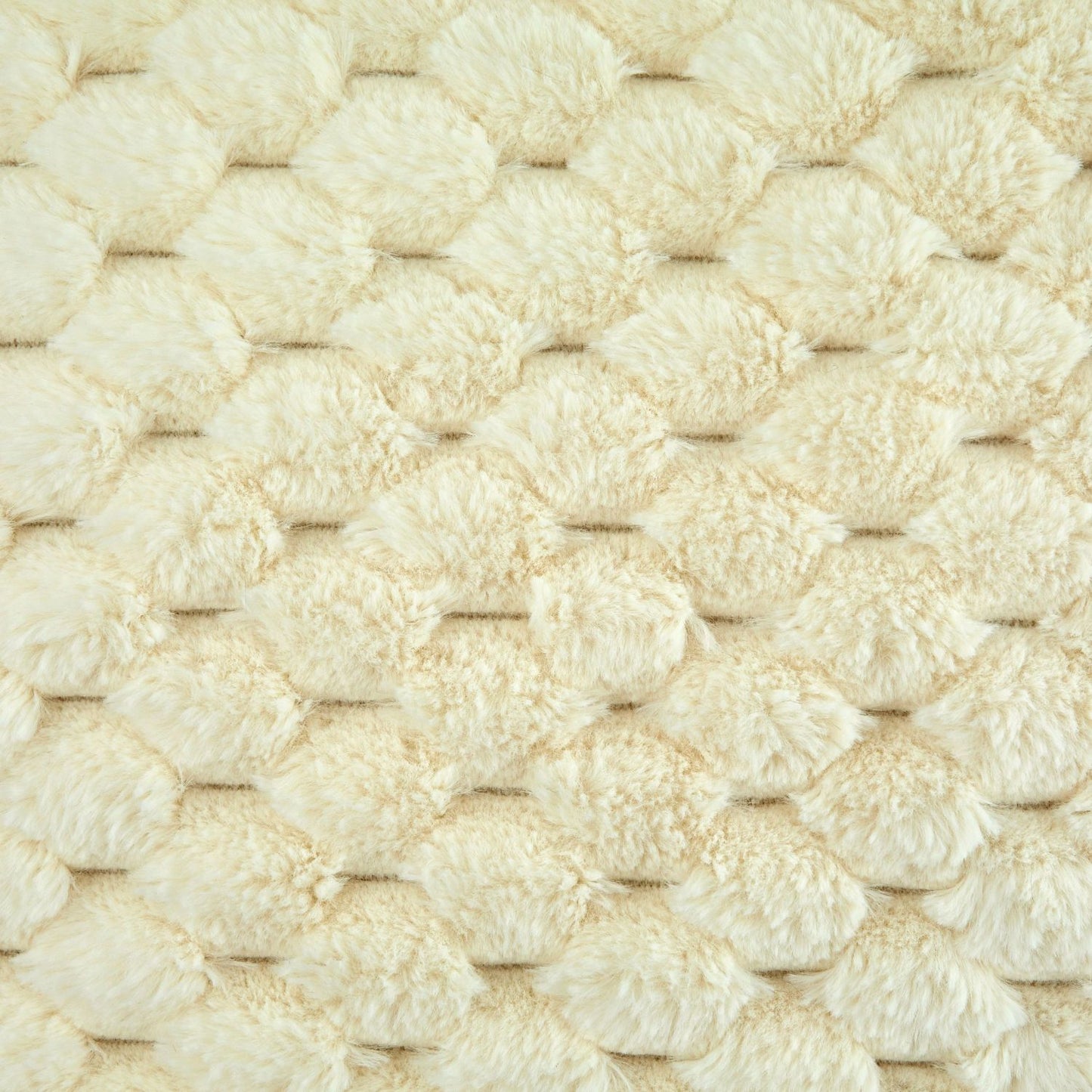 Lush Cream Fluffy Faux Fur Throw Blanket