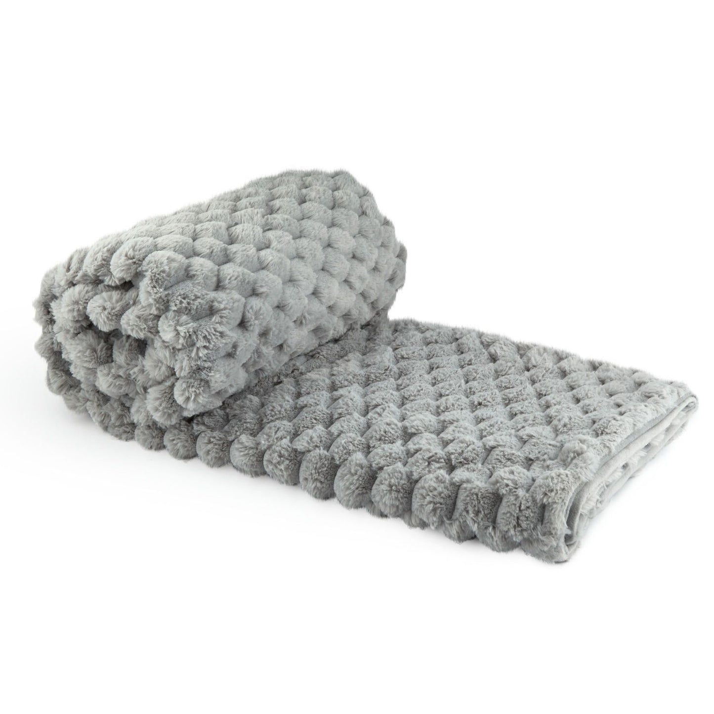 Lush Silver Fluffy Faux Fur Throw Blanket