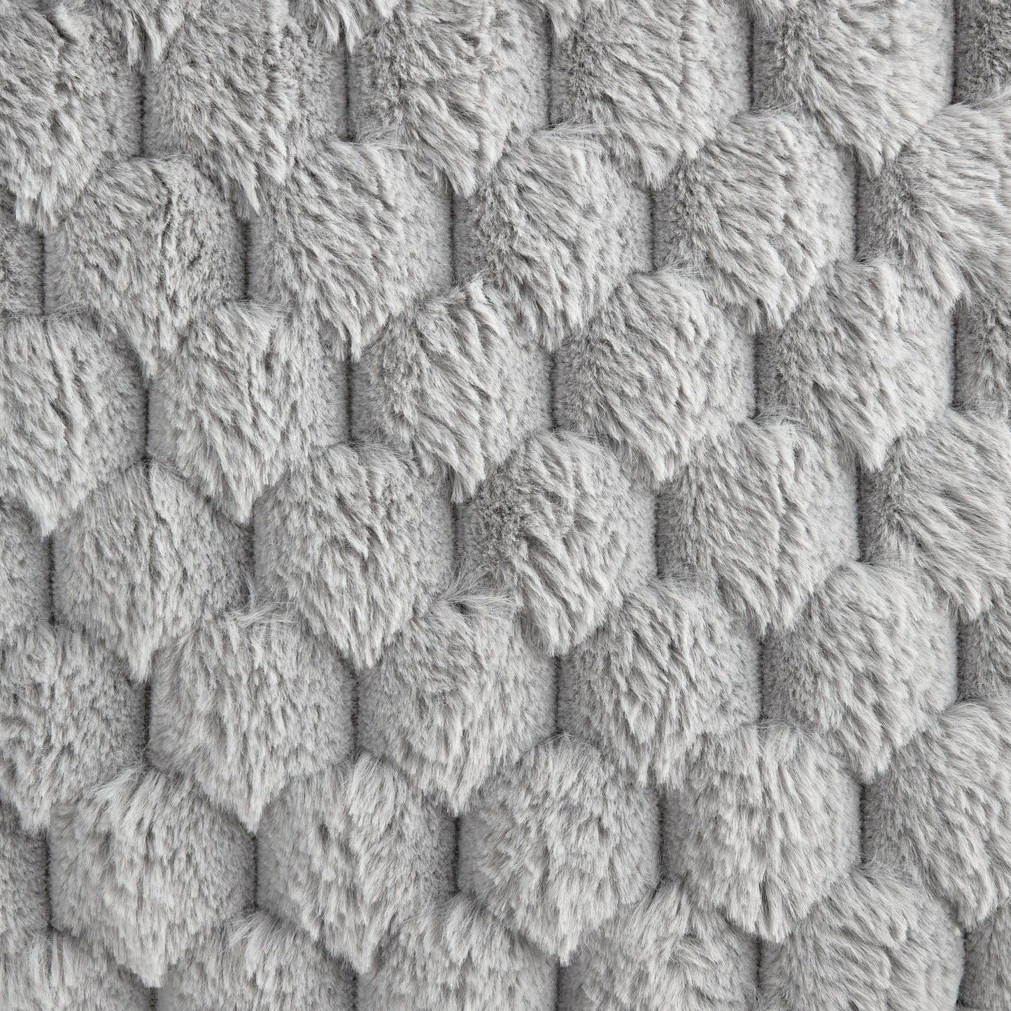 Lush Silver Fluffy Faux Fur Throw Blanket