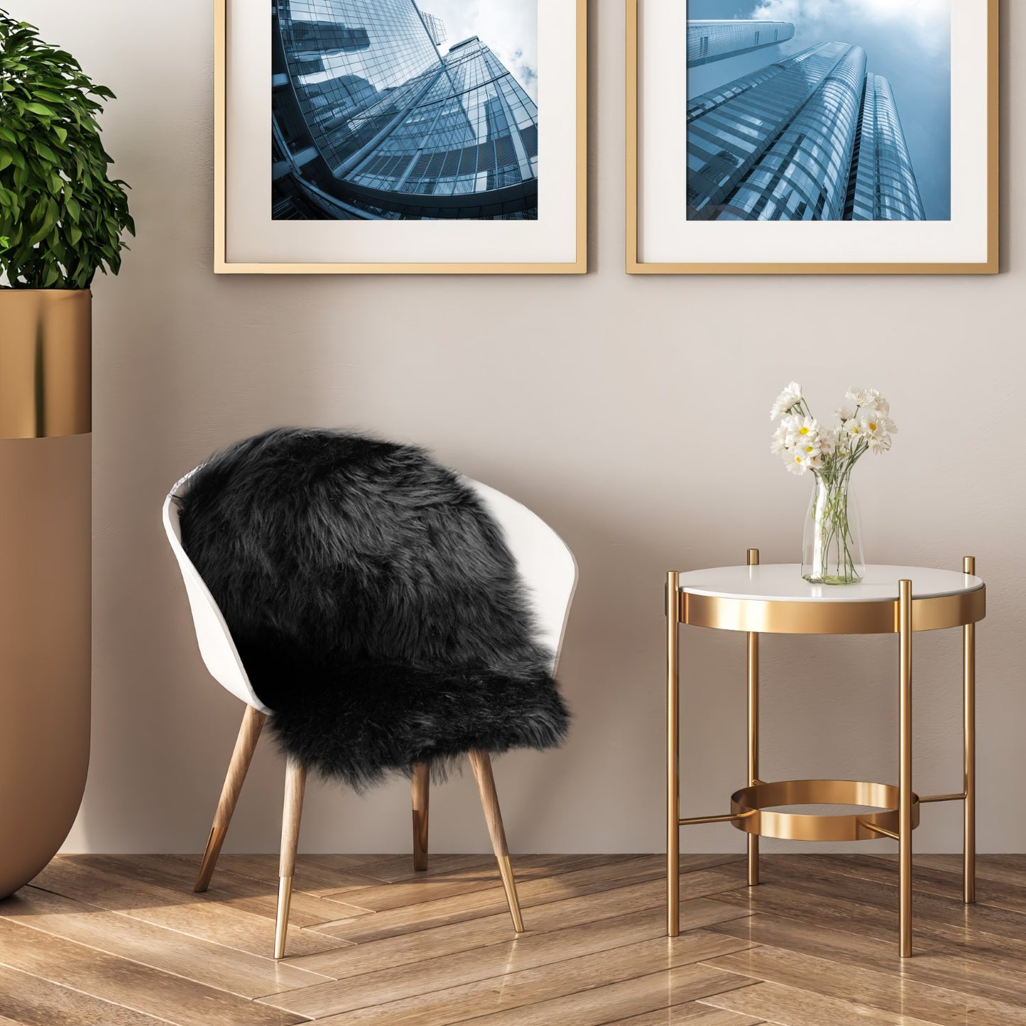 Luxury Faux Fur Black Room Rug