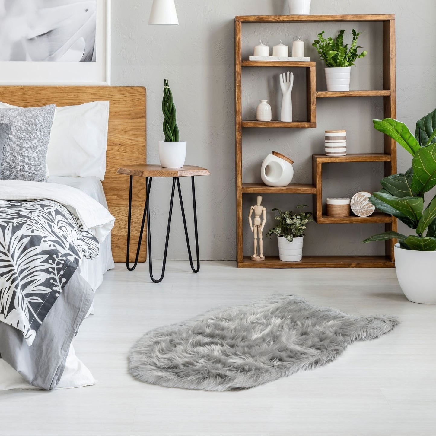 Lux Faux Fur Silver Room Rug