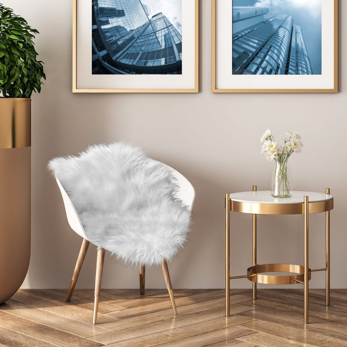 Lux Faux Fur White Room Rug