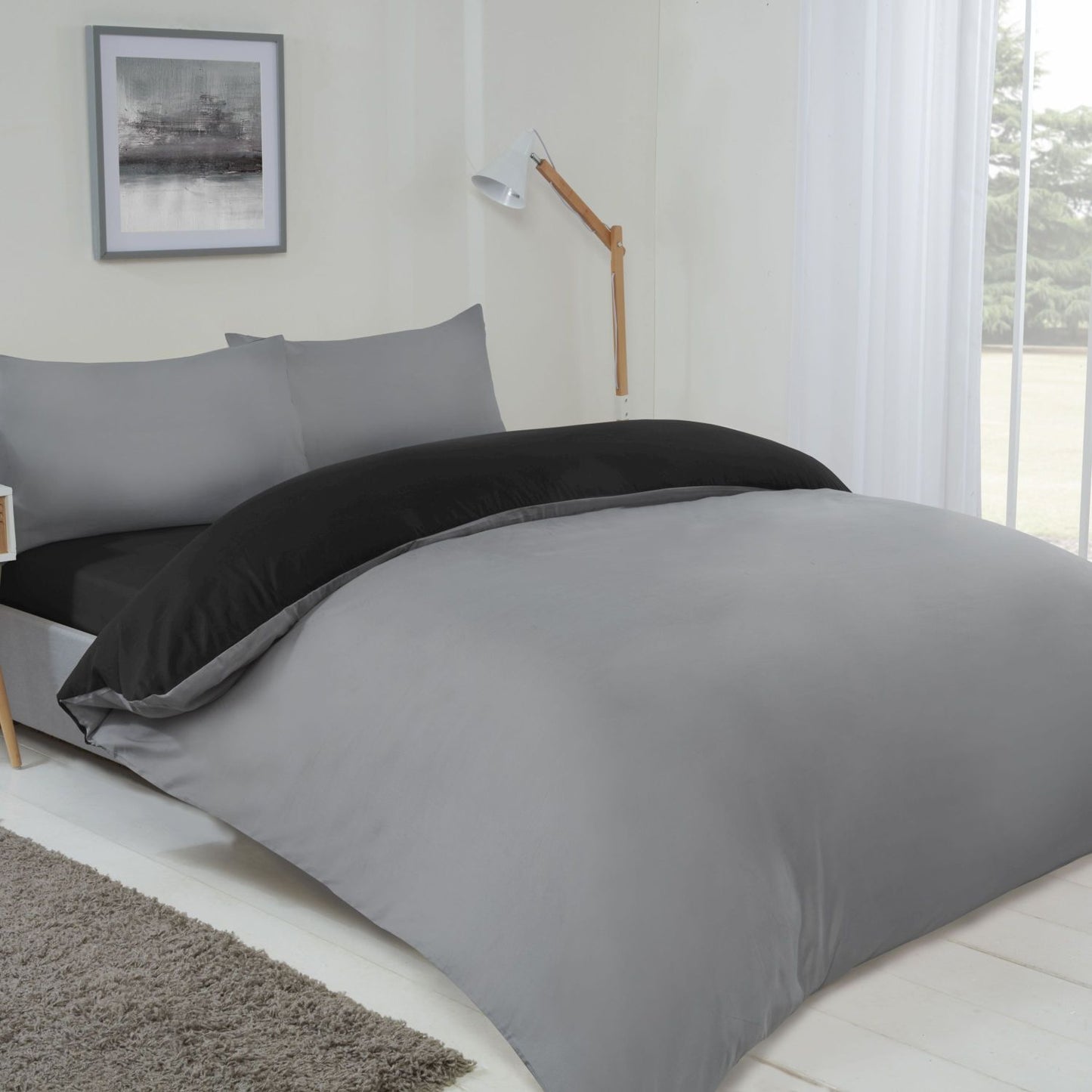 Lyla Black and Grey Reversible Duvet Set