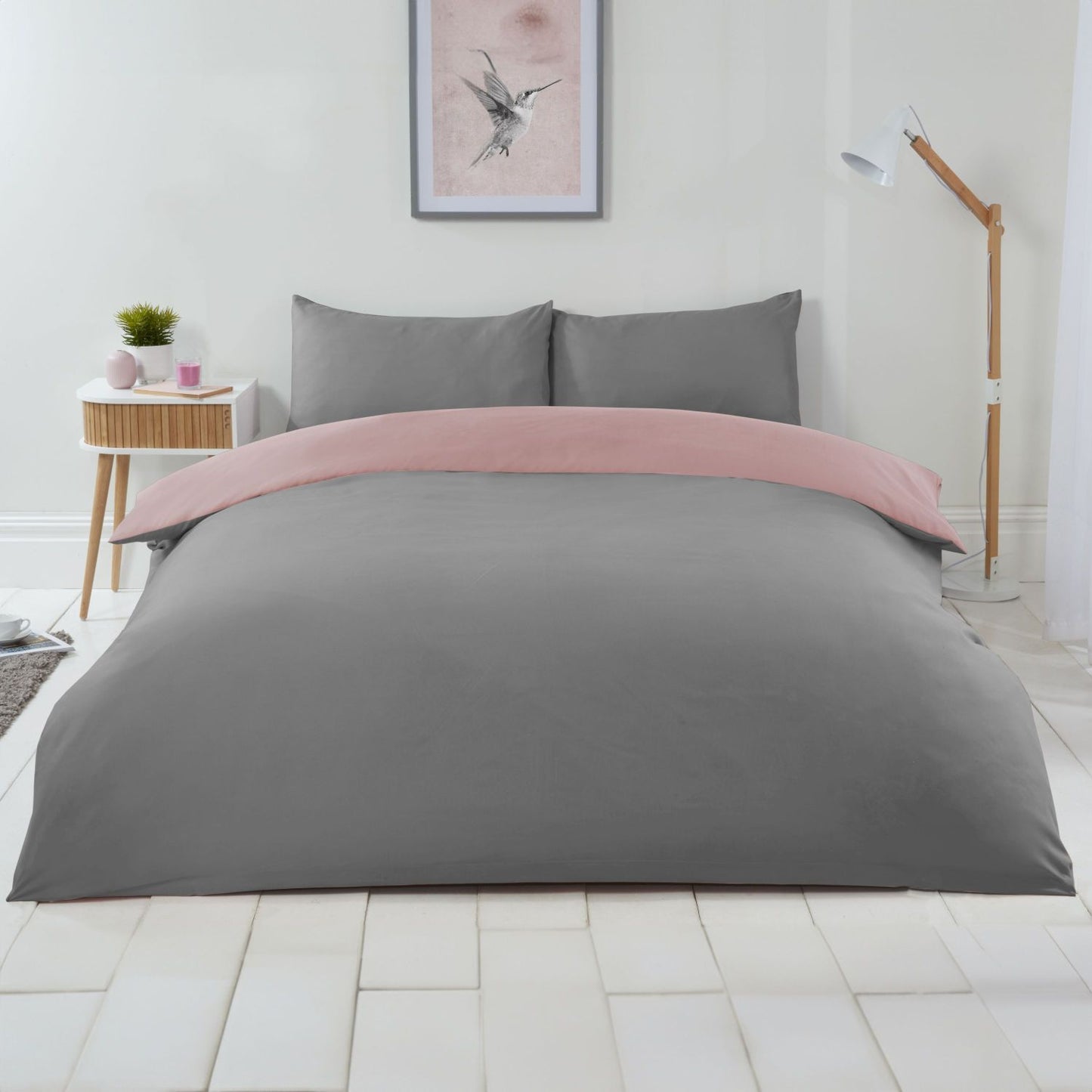 Lyla Pink and Grey Reversible Duvet Set